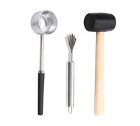 Adfaga 3pcs Stainless Steel Coconut Opener Tool Set with Hammer and Scraper for Effortless Coconut Opening at Home or Hotel Kitchen Essential Accessories