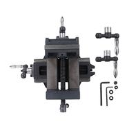 Adfaga 4 Inch Cross Slide Drill Press Vise Heavy Duty Cast Steel Bench Vise with Handwheels for Milling Machine Industrial Drilling Equipment 100mm Jaw Opening