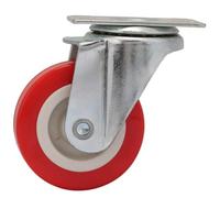 Adfaga 4PCS 2 Inch Swivel Caster Wheels Heavy Duty PVC Smooth Rolling Wheels with Galvanized Metal Plate for Office Chairs Furniture Trolleys Red