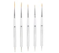 Adfaga 5 Pcs Nail Art Brushes Double Ended Detail Drawing Fine Tip Nail Dotting Pens for Home DIY Salon Manicure