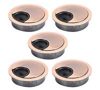 Adfaga 5Pcs Premium Zinc Alloy Desk Grommet Cable Hole Cover Table Wire Management Solution for Home Office Workstation Red Bronze 50mm Diameter