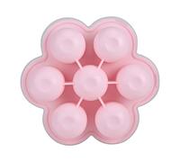 Adfaga 7 Cavity Silicone Egg Mold Free Reusable Storage Container with Snap On Lid for Food Puree Ice Cream Chocolate Baking Freezer Microwave Oven Safe (Pink)
