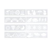 Adfaga 8Pcs Painting Stencil Set Reusable Plastic DIY Art Templates for Wall Decor Furniture Wood Signs Creative Craft Projects Safe for (About the Weather (8 Photos/Set))