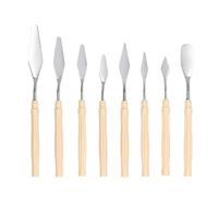 Adfaga 8Pcs Stainless Steel Palette Knife Set with Ergonomic Handles for Artists and Cake Decorators Acrylic Oil Watercolor Painting Tools Mirror Finish Plastic Handle