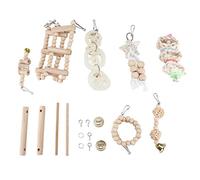 Adfaga 8Pcs Wooden Bird Toys for Parrots Parakeets Macaws Conures Lovebirds Natural Log Chewing Swing Climbing Ladder Cage Accessories and Play Set