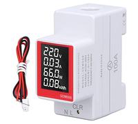 Adfaga AC Digital Display Meter Rail Mount Power Energy Monitor with LCD Screen Voltage Current Active Power Electricity Measurement Backlight Control Data Storage Function for Hom