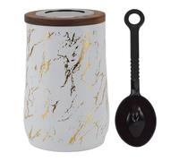 Adfaga Airtight Coffee Canister Premium Stainless Steel Storage Container with Visible Lid and Measuring Spoon for Coffee Beans Tea Flour Sugar Kitchen Pantry 800ml Capacity (White)