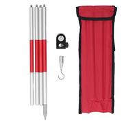 Adfaga Aluminum Alloy Prism Pole 4 Section Total Station Surveying Rod with Level Bubble Universal 1/4in Thread High Stability for Construction Mining Tunnel Survey Silver Red 4 x
