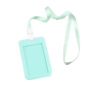 Adfaga Badge Holder ID Card Holder Key Card Holder Bright Color Thick Sturdy ABS Rounded Corner Bus Card Holder with Lanyard for Company Workplace Professional Use (Green)
