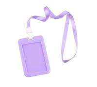 Adfaga Badge Holder ID Card Holder Key Card Holder Bright Color Thick Sturdy ABS Rounded Corner Bus Card Holder with Lanyard for Company Workplace Professional Use (Purple)