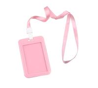 Adfaga Badge Holder ID Card Holder Key Card Holder Bright Color Thick Sturdy ABS Rounded Corner Bus Card Holder with Lanyard for Company Workplace Professional Use (Pink)