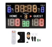 Adfaga Basketball Scoreboard 15 Digits LED High Brightness Digital Electronic Scoreboard with Remote Control for Indoor Sports Games Portable Lightweight ABS Aluminum Alloy Design