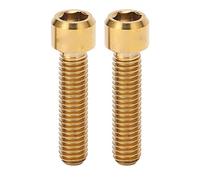 Adfaga Bike Stem Screw Titanium Alloy Mountain Road Bike Seatpost Screw M6 25mm Extended Rust Proof Lightweight Durable Fastening for Bike Maintenance and Repair 2pcs (Gold)