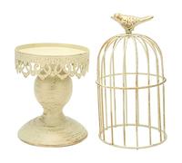 Adfaga Birdcage Candle Holder Elegant Vintage Metal Candlestick Holder with Hollow Lace Design for Home Decor Office Desktop Decoration Iron Material 11.6x4.1x4.1in