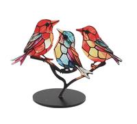 Adfaga Birds On Branch Ornaments Colorful Acrylic Bird Figurine Handcrafted Desktop Decor for Home Office Shelf Decoration 2PCS Set (3 Birds in Opposite Direction)