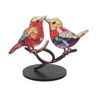 Adfaga Birds On Branch Ornaments Colorful Acrylic Bird Figurine Handcrafted Desktop Decor for Home Office Shelf Decoration 2PCS Set (2 Birds)
