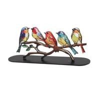 Adfaga Birds On Branch Ornaments Colorful Acrylic Bird Figurine Handcrafted Desktop Decor for Home Office Shelf Decoration 2PCS Set (5 Birds)