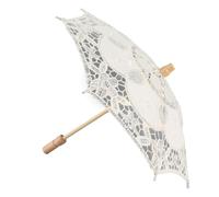 Adfaga Bridal Lace Umbrella Handmade Premium Wedding Photography Prop Outdoor Ceremony Accessory White Beige S L Size (Beige trumpet)