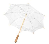Adfaga Bridal Lace Umbrella Handmade Premium Wedding Photography Prop Outdoor Ceremony Accessory White Beige S L Size (Milk white large size)