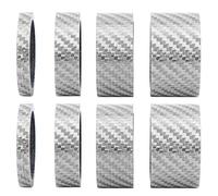 Adfaga Carbon Fiber Bicycle Headset Spacer Set Premium Lightweight Stem Washer Adjustable Height Spacers for Road Mountain Bikes 5mm 10mm 15mm 20mm 2 Sets 8Pcs Black (Silver)