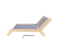 Adfaga Cat Hammock Bed Wooden Frame Premium Sturdy Anti Shake Elevated Pet Furniture with Scratching Post for Indoor Outdoor Kittens All Year Round Use (Beach Chair)