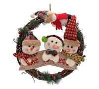 Adfaga Christmas Wreath Grapevine Wreath Festive Holiday Decoration with Rich Bright Colors Rattan Style Durable Indoor Outdoor Door Window Fireplace Decor (Snowman Style)