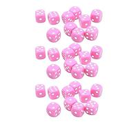 Adfaga Dice Set 16MM Plastic 6 Sided Round Cubes for Board Games Tabletop Games Math Teaching 30 Pieces (Pink)