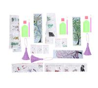 Adfaga DIY Bookmarks Kit with Tassel 3 Set Creative Embroidery Bookmarks Accessories Craft Art Activity for Beginners Adults PU Leather Diamonds 21x6cm