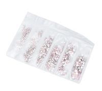 Adfaga DIY Crystal Glass Rhinestones Nail Art Decorations Kit 1200PCS Multi Size SS4 SS6 SS8 SS10 SS12 SS16 Assorted Colors for Nails Clothing Shoes Accessories Crafting (Pink Protein Color)