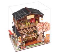 Adfaga DIY Sushi Shop Model Wooden Creative Assembly Kit Japanese LED Light Craft for Teens Adults Home Decor Basswood 22.5x17.5x19.5cm