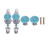 Adfaga Drawer Pulls Wardrobe Handles Premium Zinc Alloy Durable Rust Decorative Hardware for Kitchen Cabinets Bedroom Furniture Blue 2 Pack (1088D Wild Chrysanthemum)