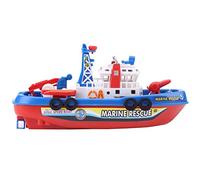 Adfaga Fireboat Water Spraying Ship with Sound and Light Automatic Sailing Bath Pool for Boys Girls Plastic 9.4 Inch 3 AA Batteries Not Included