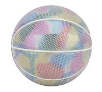 Adfaga Glow in The Dark Basketball Size 7 Reflective PU Luminous Basketball for Night Games Indoor Outdoor Play Adults Professional Players (Light Silver)