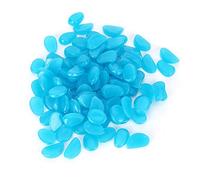 Adfaga Glow In The Dark Stones 100PCS Fluorescent Rocks for Garden Aquarium Pathway Outdoor Decor Colorful Luminous Pebbles DIY Landscape Decoration (Blue)