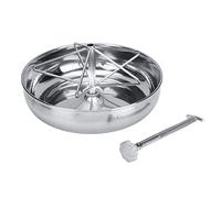 Adfaga Heavy Duty Stainless Steel Pig Feed Bowl Large Capacity Piglet Feeding Trough with Metal Groove Rod for Farm Swine Livestock Equipment Durable Rust Proof (Large (metal handle) stainless steel