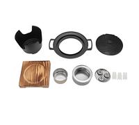 Adfaga Hibachi Grill Japanese Smokeless Portable Charcoal Grill Tabletop Barbecue Easy Assembly Durable Wooden Frame Aluminum Alloy Mini BBQ Grill for Camping Outdoor Picnic Black