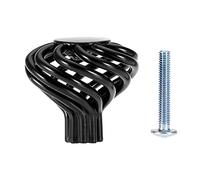 Adfaga Iron Cabinet Handle Matt Black Birdcage Solid Durable Furniture Hardware Door Pull for Closet Armoire Drawer 96mm 128mm Hole Center (3102-Small Single Hole)