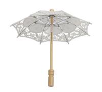 Adfaga Lace Wedding Umbrella Elegant Foldable Bridal Parasol DIY Photography Prop for Weddings Outdoor Events White Lace Beech Wood Handle 26.5cm (Beige)
