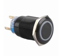 Adfaga LED Self Locking Push Button Switch Metal Flat Head with Rubber Ring Hexagonal Nut Fixed for Outdoor Marine Automotive Use Black Zinc Alloy 19mm 12V 24V (red)