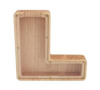 Adfaga Letter Piggy Bank Wooden Money Box L Shape Unique Design Savings Storage Box Home Decor for Adults Oak Acrylic Panel 18x18x3cm