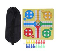 Adfaga Ludo Chess Set Folding Board Game Pad with 16 Chess Pieces 1 Dice Family Fun Learning Game for Adults Indoor Outdoor Travel Activities Rubber Fabric 35x35cm