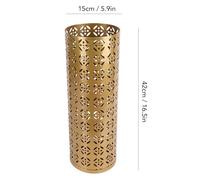 Adfaga Metal Umbrella Holder Stand Proof Hollow Design Umbrella Storage Bin with Copper Pattern for Home Entryway Office Durable Powder Coated Organizer (Large 35.83x15.75in)