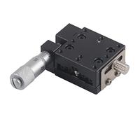 Adfaga Precision X Linear Stages Cross Roller Guide Manual Micrometer FinE Tuning Sliding Track for Optical Instrument Measurement Laboratory Equipment Aluminium Alloy Black 25x25m