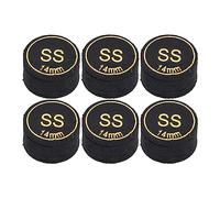 Adfaga Professional Billiard Pool Cue Tips 6 Pack High Density PU Leather Replacement Tips for Pool Cues Snooker 14mm Black Durable Wear Cue Accessories (SS)