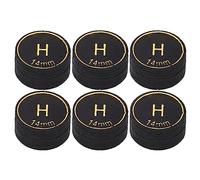 Adfaga Professional Billiard Pool Cue Tips 6 Pack High Density PU Leather Replacement Tips for Pool Cues Snooker 14mm Black Durable Wear Cue Accessories (H)
