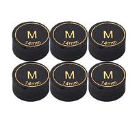 Adfaga Professional Billiard Pool Cue Tips 6 Pack High Density PU Leather Replacement Tips for Pool Cues Snooker 14mm Black Durable Wear Cue Accessories (M)