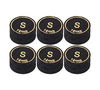 Adfaga Professional Billiard Pool Cue Tips 6 Pack High Density PU Leather Replacement Tips for Pool Cues Snooker 14mm Black Durable Wear Cue Accessories (S)