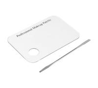 Adfaga Professional Clear Acrylic Makeup Mixing Palette with Stainless Steel Spatula Tool Set for Blending Foundation Lipstick Eyeshadow Nail Art Cosmetics 15x10cm 5.9x3.9inch Make