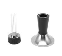 Adfaga Professional Coffee Tamper Stirrer Set Stainless Steel 2 in 1 Espresso Tamper and Distribution Needle 58.3mm for Barista Home Cafe Coffee Machine Accessories (Black)