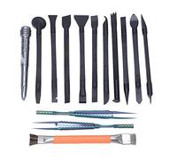 Adfaga Professional Electronics Repair Tool Kit 14 Pcs Spudger Set with Screen Breaker Brush Tweezers for Mobile Phone Laptop PCB Solder Repair Alloy Handle Durable Tools